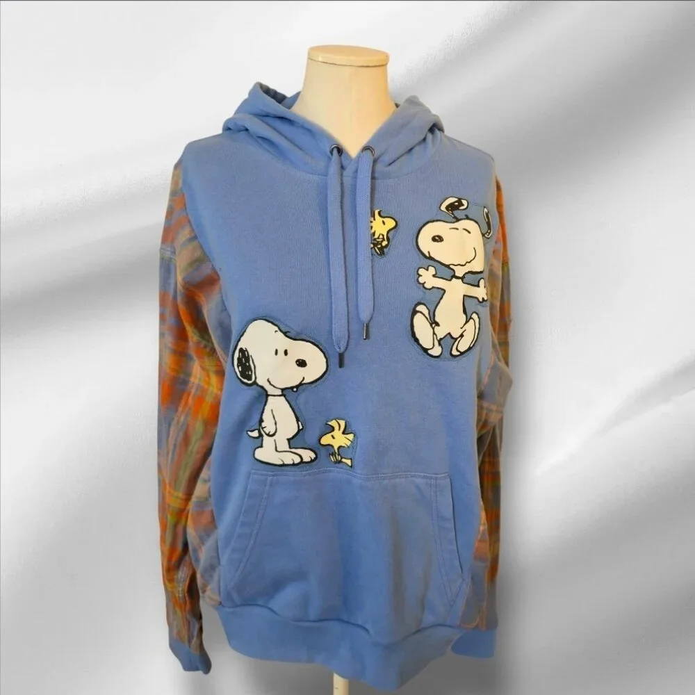 Upcycled Snoopy hoodie size large woodstock Peanuts - Picture 2 of 8